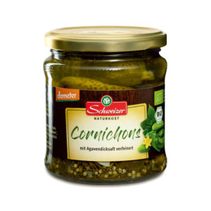 Schweizer Pickled Cornichons with Organic Demeter Certification 330g