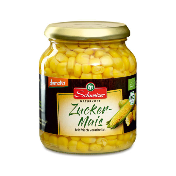 Schweizer Pickled Sweet Corn with Organic Demeter Certification 340g