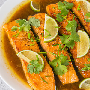 Sweet salmon with soy sauce