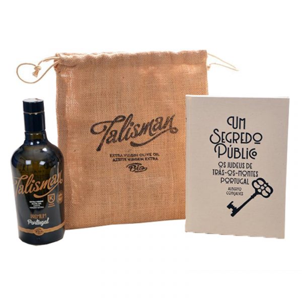 Talisman Special Gift Set with Organic Extra Virgin Olive Oil and Book in Burlap Bag 500ml