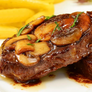 Beefsteak with thyme butter and dried mushrooms