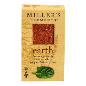 Crackers Earth de Beterraba Batata e Espinafres Millers Elements Artisan Biscuits 100g