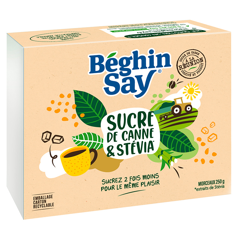 Béghin Say Brown Sugar Cubes with Stevia 250g