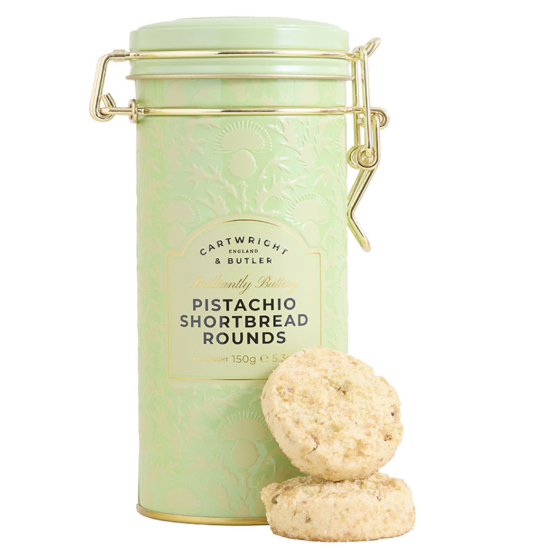 Cartwright & Butler Pistachio Shortbread Rounds in Tin 150g