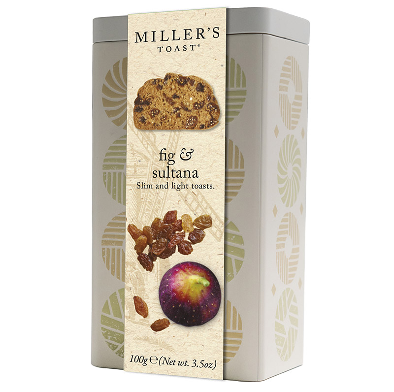Artisan Biscuits Miller's Toast Fig & Sultana Selection Tin 100g